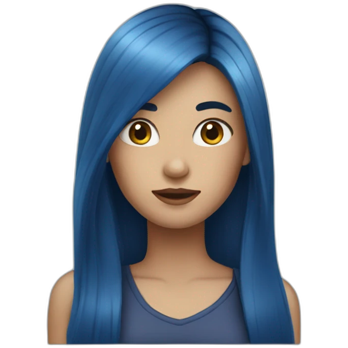 girl with long dark blue hair emoji