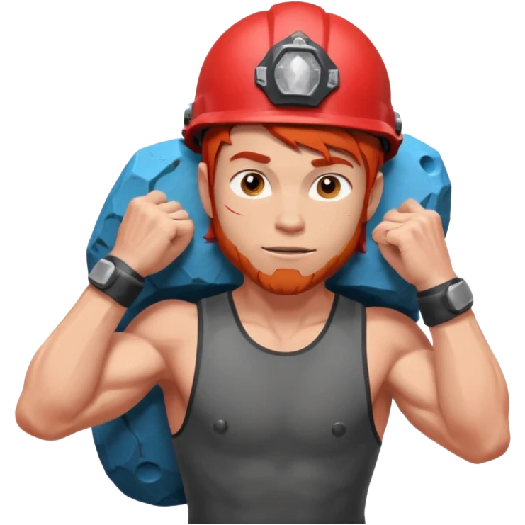 bouldering guy red hair wearing helmet emoji
