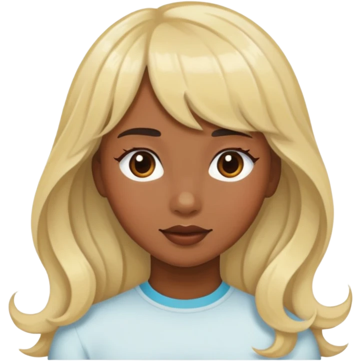 Wavy girl with bangs brown girl with blonde streaks, and white skinned girl emoji