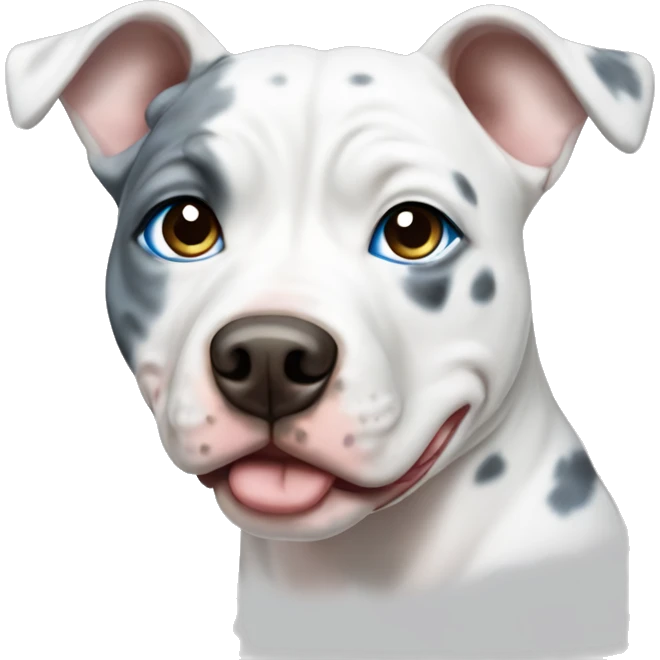 White Merle pitbull with blue eyes emoji
