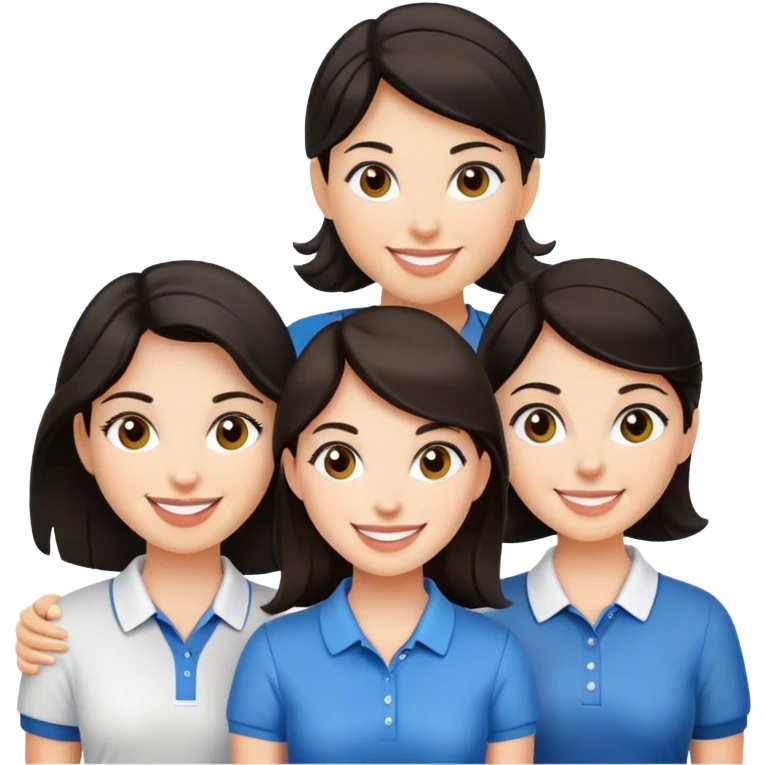 Three Golfer friends , dark hair, center girl emoji