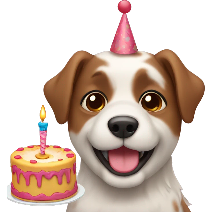 Korgi dog with birthday cake emoji
