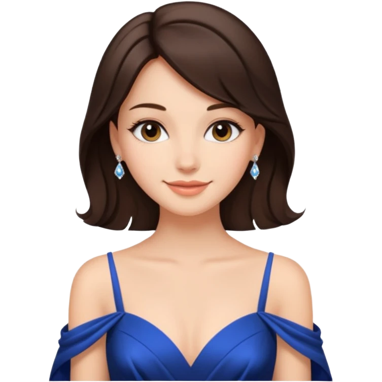 a beautiful brunette hair princess wearing a gown with elegant piercing and smile gently  emoji