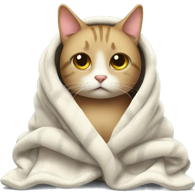Sad cat with blanket emoji