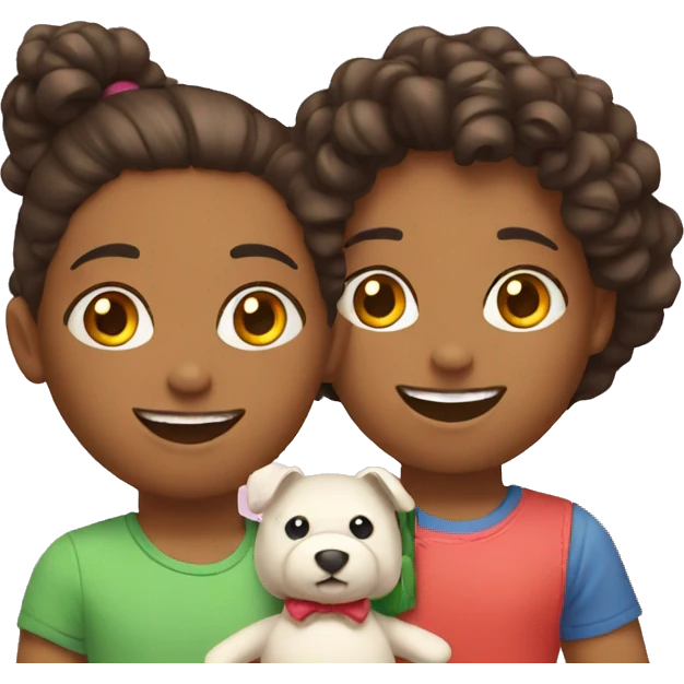 two bi racial friends playing with toys emoji