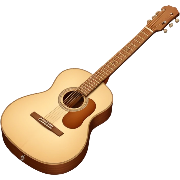 “Flat vector icon of a Cuban tres guitar in three-quarter view, warm brown wood, thick dark outline, minimal details, centered on a soft warm cream or beige rounded-square (or circle) background; outside that shape everything is transparent. High resolution PNG.” emoji