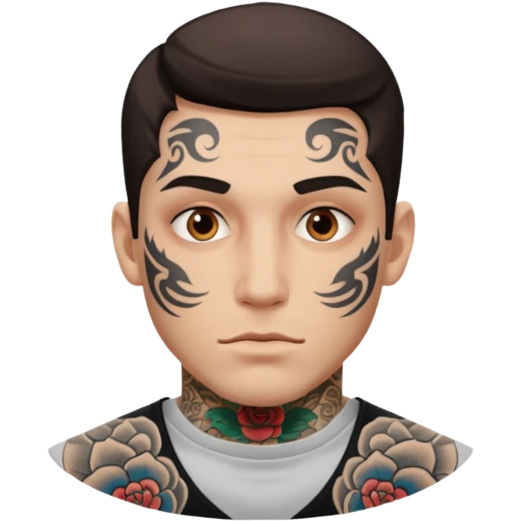tattoo man, white skintone,tattoos on face, more visible. emoji