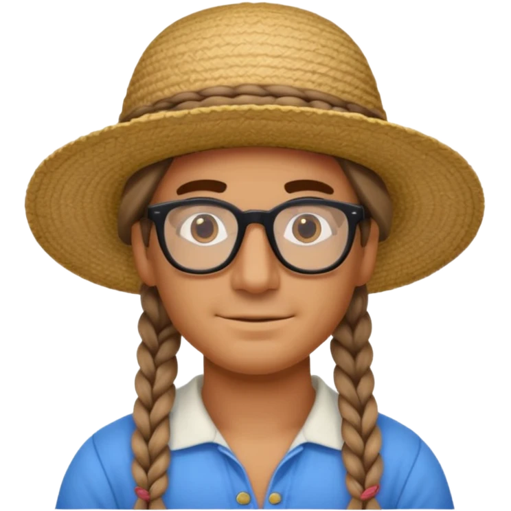 venice gondolier with long braided hair, iconic hat, normal glassess  emoji
