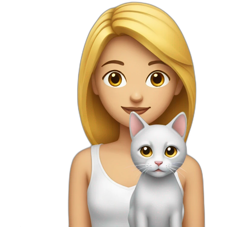 Une fille avec un chat emoji