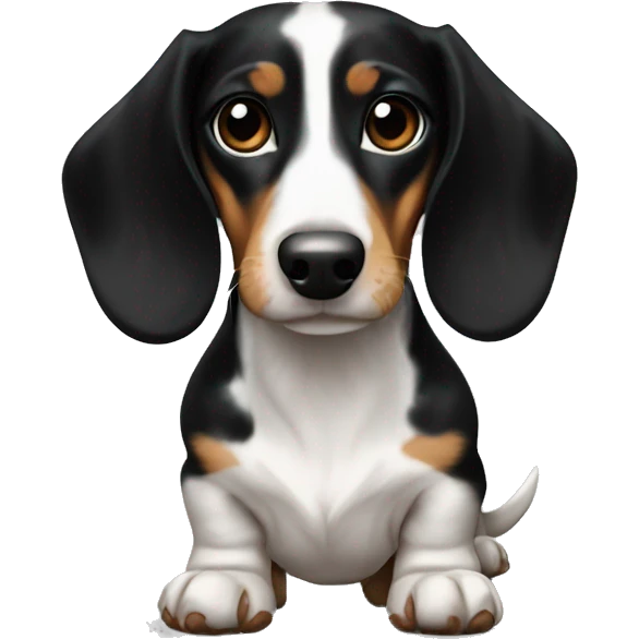 Black white tan piebald dachshund  emoji