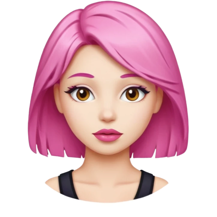 woman Pink lips, deifferent hair. emoji