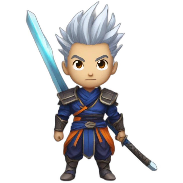 yasuo from lol with the style of dragon ball z emoji