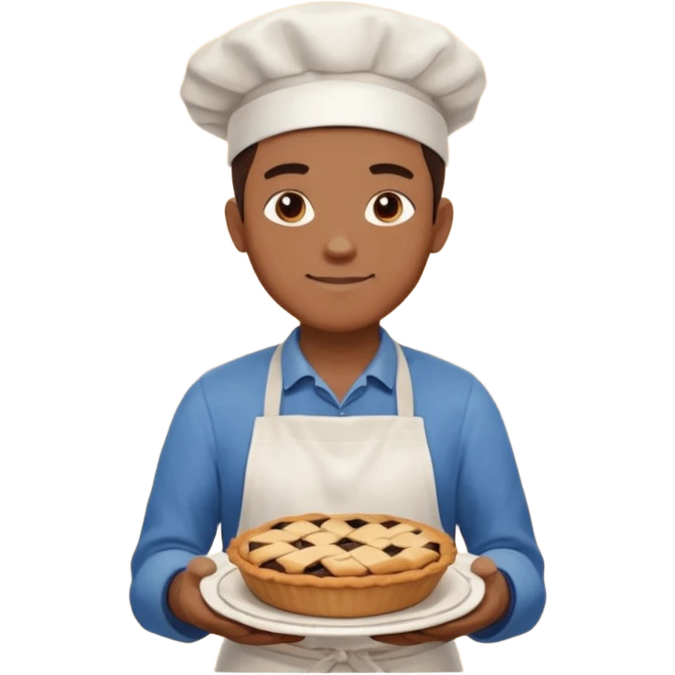 Baking community man avatar in vibrant style illustration. Pie, cookie, and muffin warm golden tones, simple shapes, flat design, high contrast. emoji