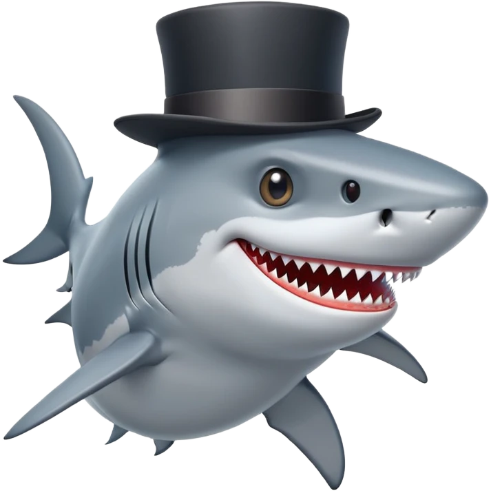 Shark with a top hat emoji