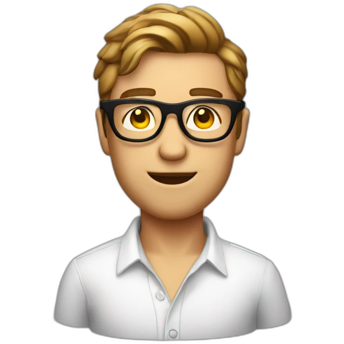 Homme avec chemise rouge à rayures et lunettes rondes emoji