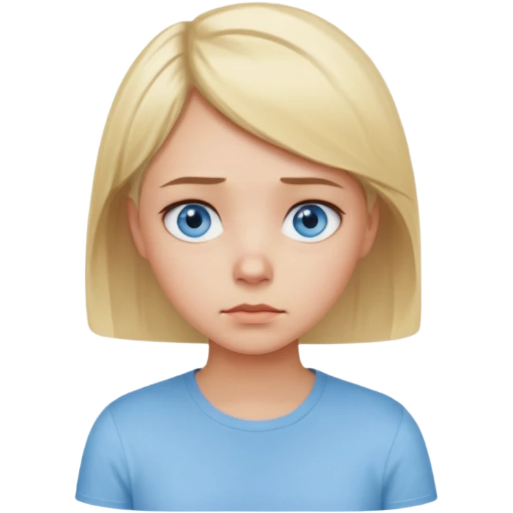 a girl blue eyes short blonde hair looking bored emoji