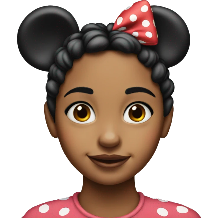 realistic portrait of a girl with minnie mouse ears emoji
