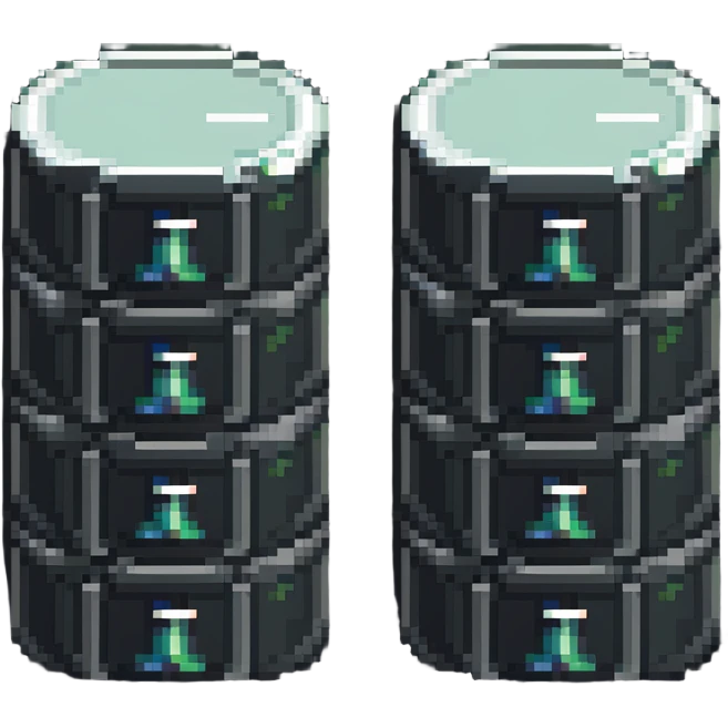 Classic database cylinder stacks with SQL logo in pixel style emoji