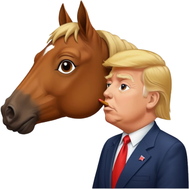 Donald trump kissing a horse named bubba ( the name bubba on its collar) emoji