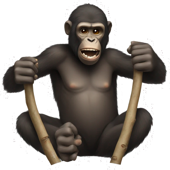 ape hands trying to break a bundle of sticks emoji
