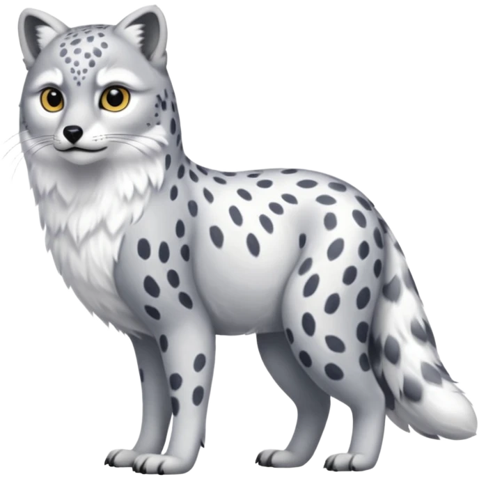 Snow-Leopard-Arctic-Fox-Arctic-Wolf-Snowy-Owl-fusion-hybrid-animal-creature, full body emoji