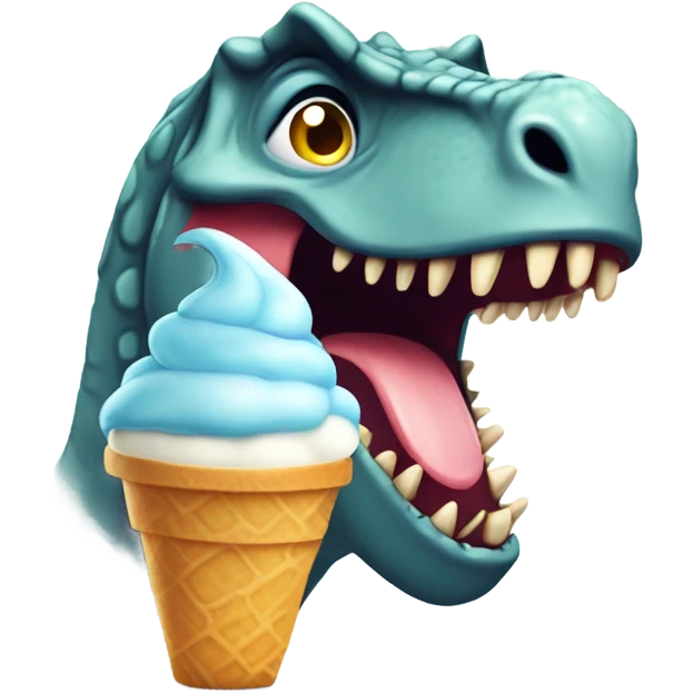 Dinosaurio riendo y comiendo helado emoji