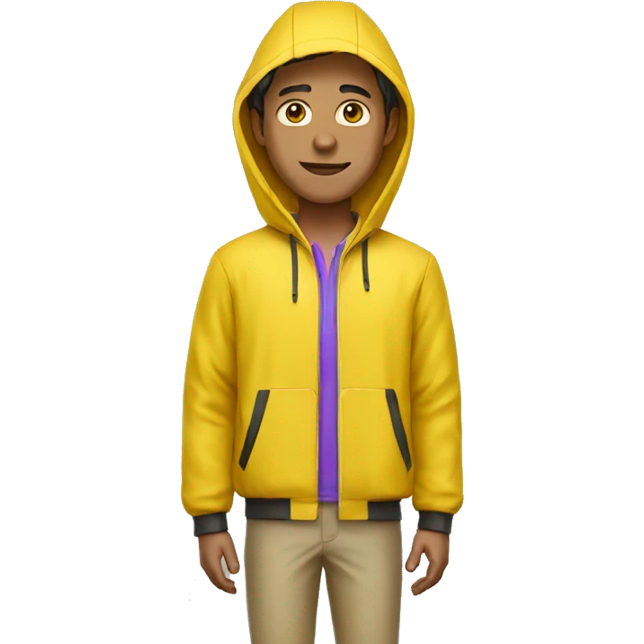 guy in pink polo shirt and yellow rain jacket emoji