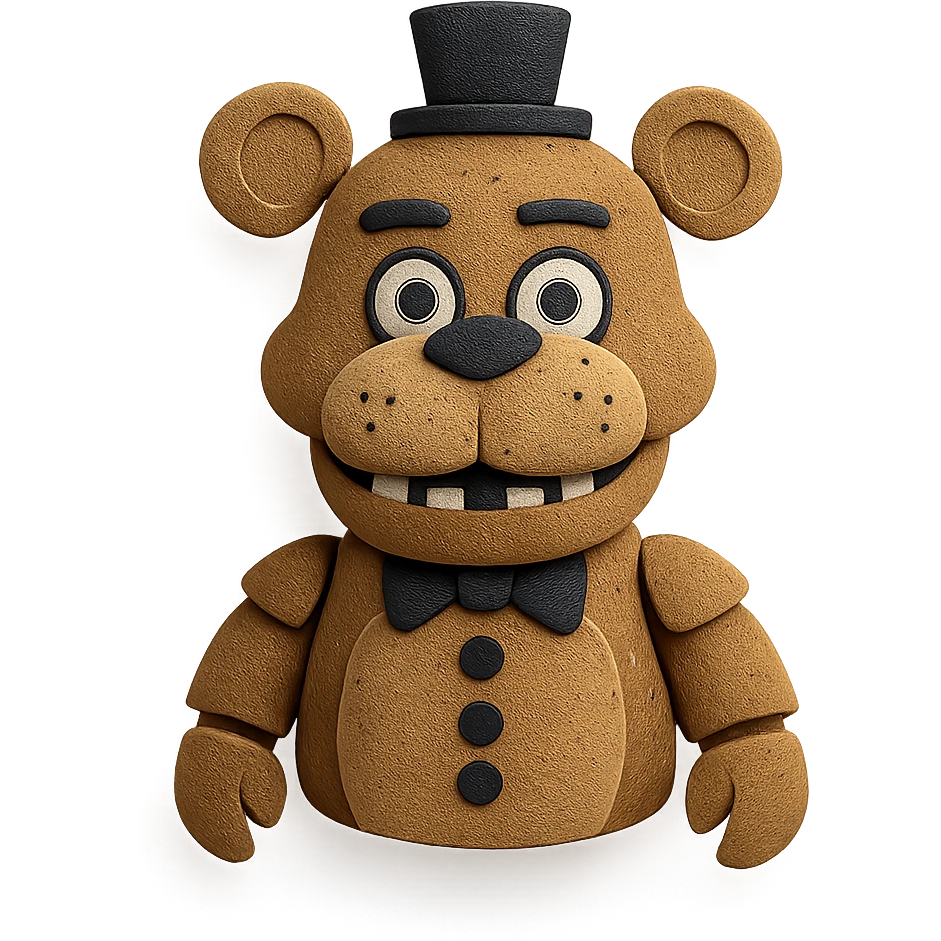 Freddy from Five Nights at Freddy's, highly detailed, paper craft style emoji