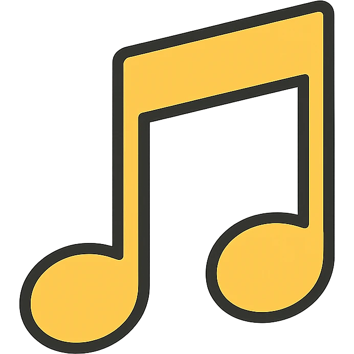 music icon in gold and black, outlined style emoji