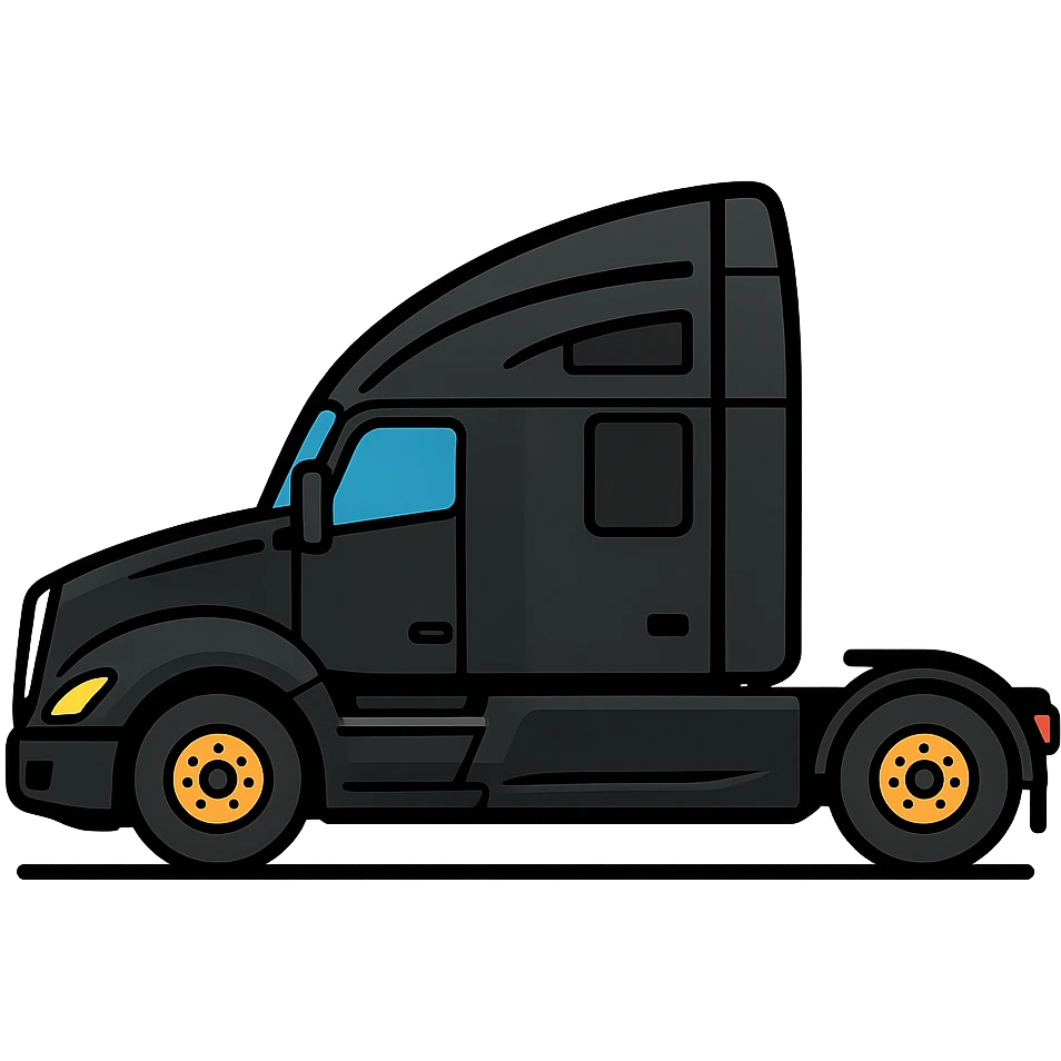 2025 Kenworth T680, black, side view, detailed vector illustration emoji