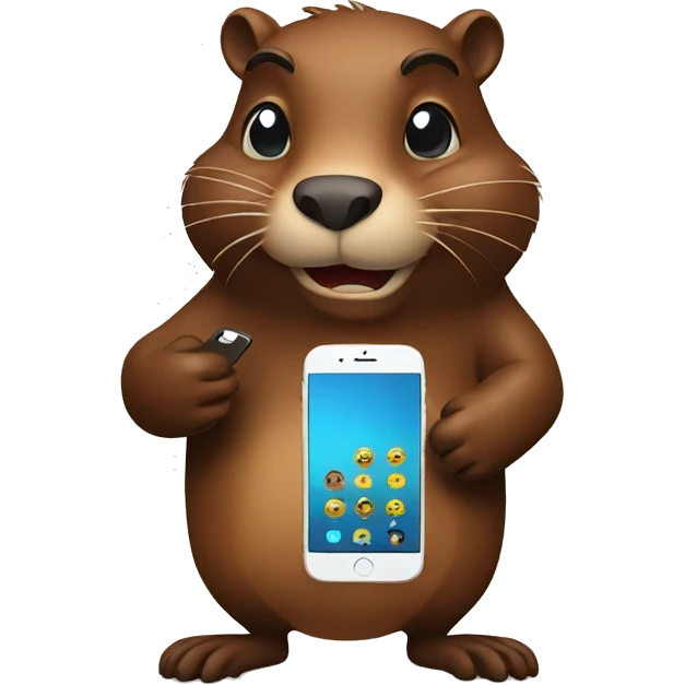 beaver using phone emoji