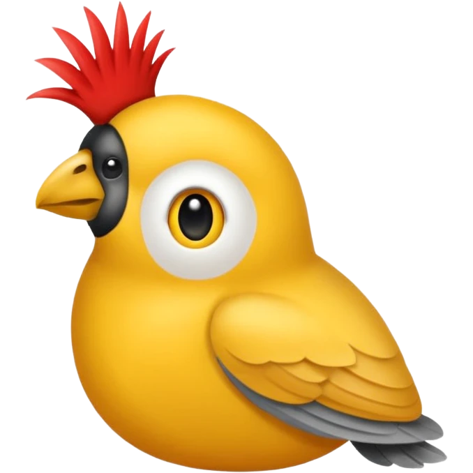 Calopsita com cabeça amarela, corpo cinza, topete, cauda longa e bochechas vermelhas emoji