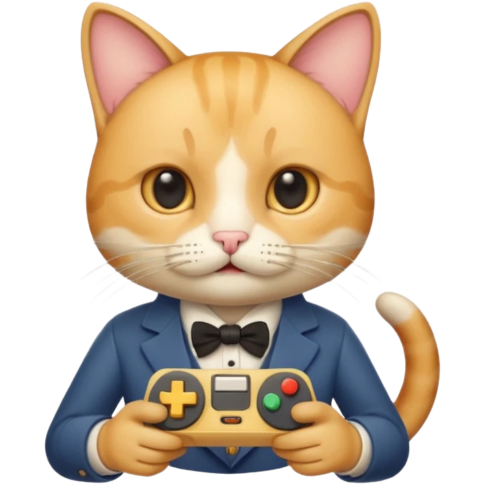신사콧수염을 단 치즈고양이가 게임기를 들고있다 emoji