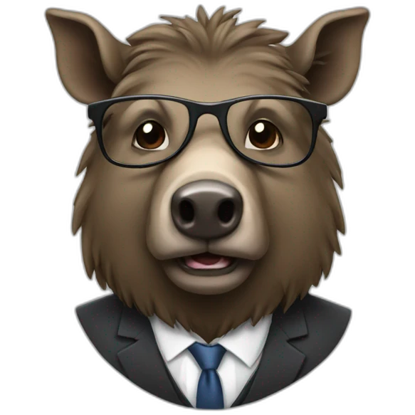 portrait a business boar in a suit emoji