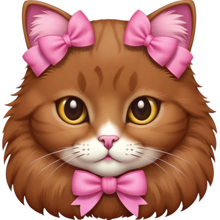 Brown cat with a pink bow  emoji
