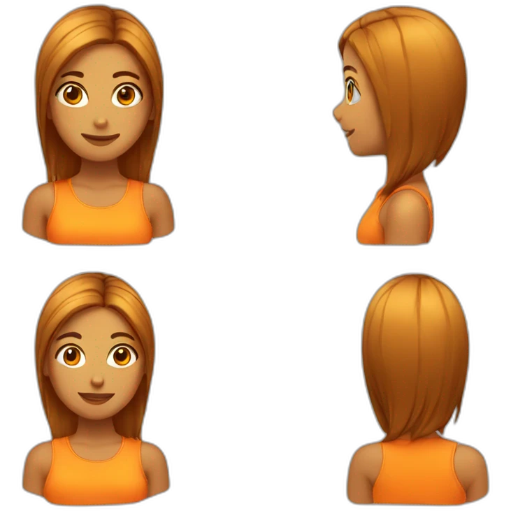 chica pelo largo liso naranja emoji