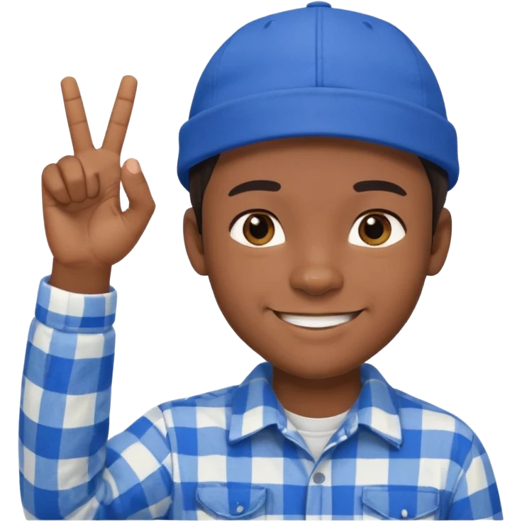 Emoji of a young man with dark hair, wearing a blue cap and a white flannel shirt, the young man is making a "like" gesture with his right hand emoji