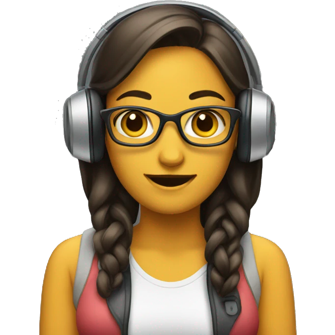 A women, with headphone and a phone emoji
