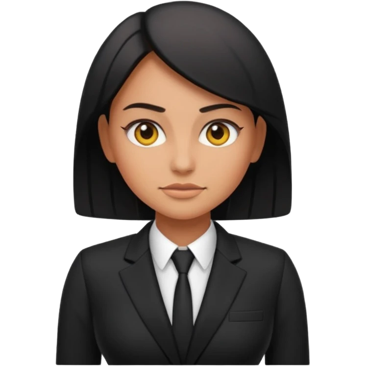 emoji of a bouncer, woman with earpiece, black suit, standing confidently emoji
