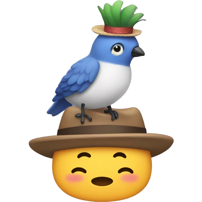 🥰 with a hat and a bird on his shoulders emoji