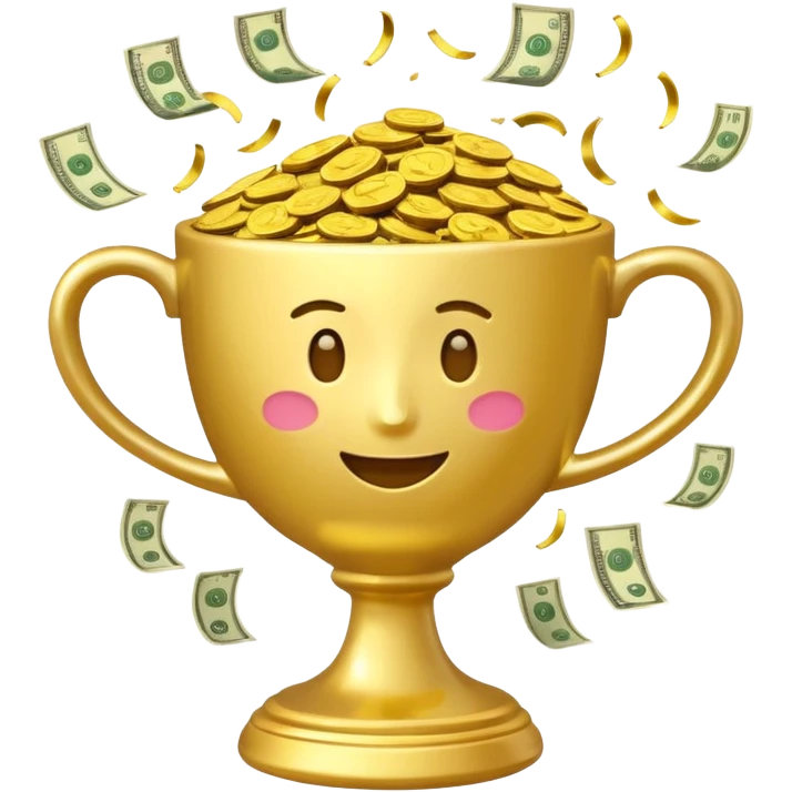 a winnig cup with money symbol emoji emoji