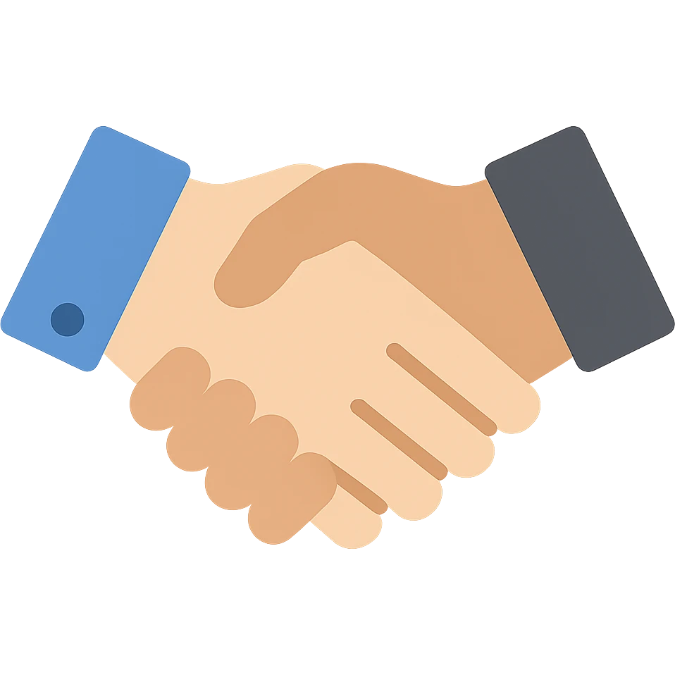 two hands closing a business deal, handshake, flat color icon style, modern and approachable emoji