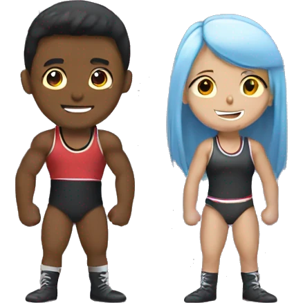 Wrestling boy and girl emoji