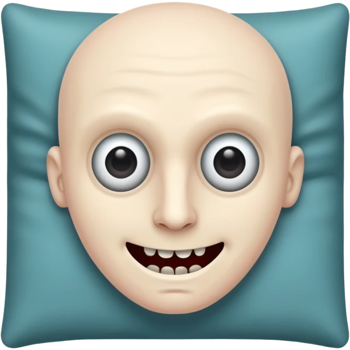 Paranoid insomniac man with creepy smile and wide eyes emoji