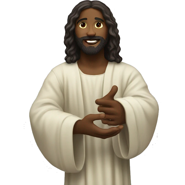 Black Jesus holding out his hand emoji