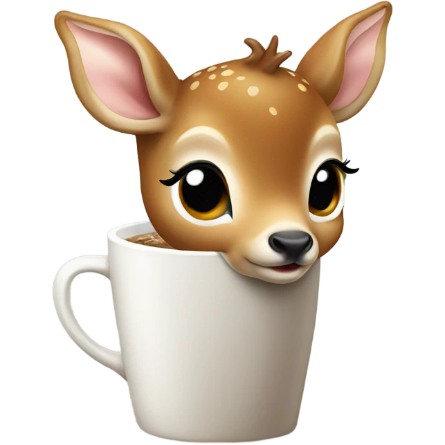 Small Baby deer drinking iced coffee emoji