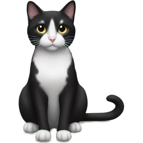Black and white cat underneath the Christmas tree emoji