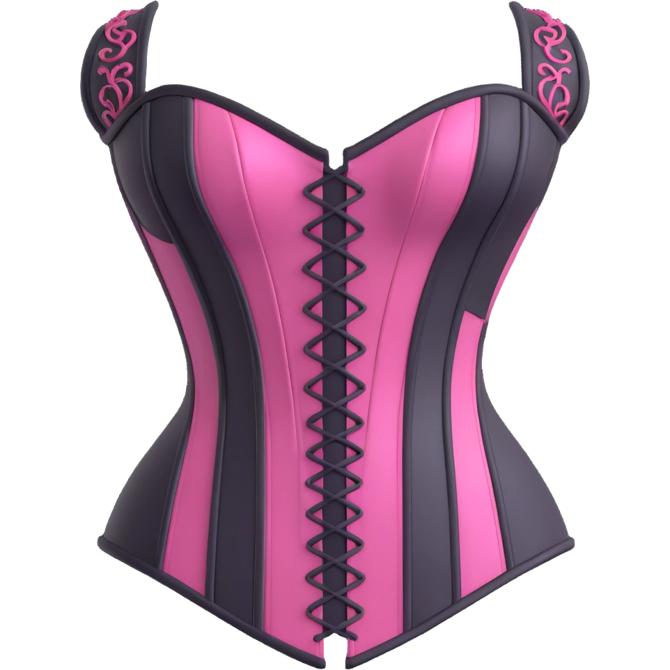 3D gothic corset with pink accents, vintage and dramatic emoji