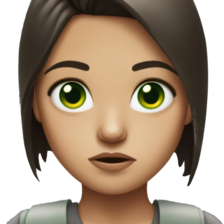 Angry brunette girl with green eyes emoji