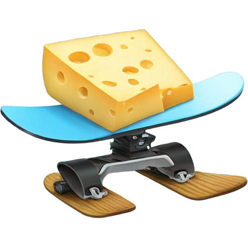 Wheel of cheese on a snowboard emoji